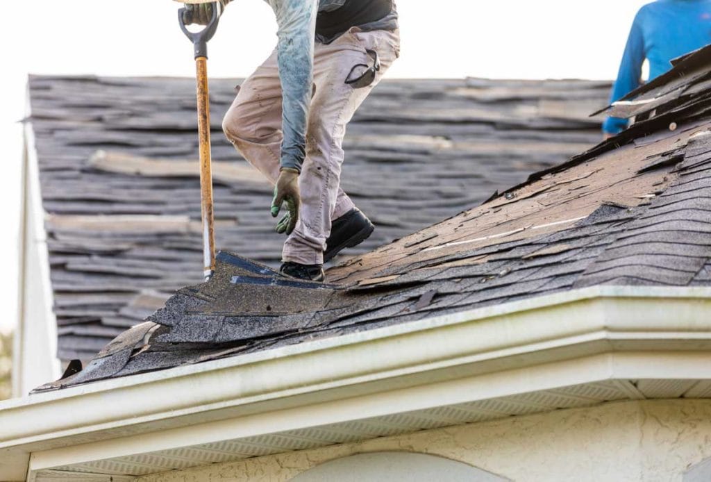 Storm-damaged roof restoration service